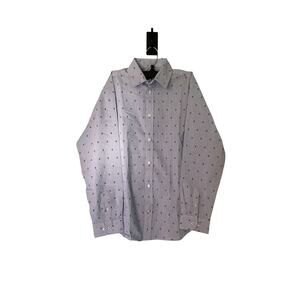 Tommy Hilfiger Kids 16 Husky Blue Dress Shirt All Over H Print Long Sleeve